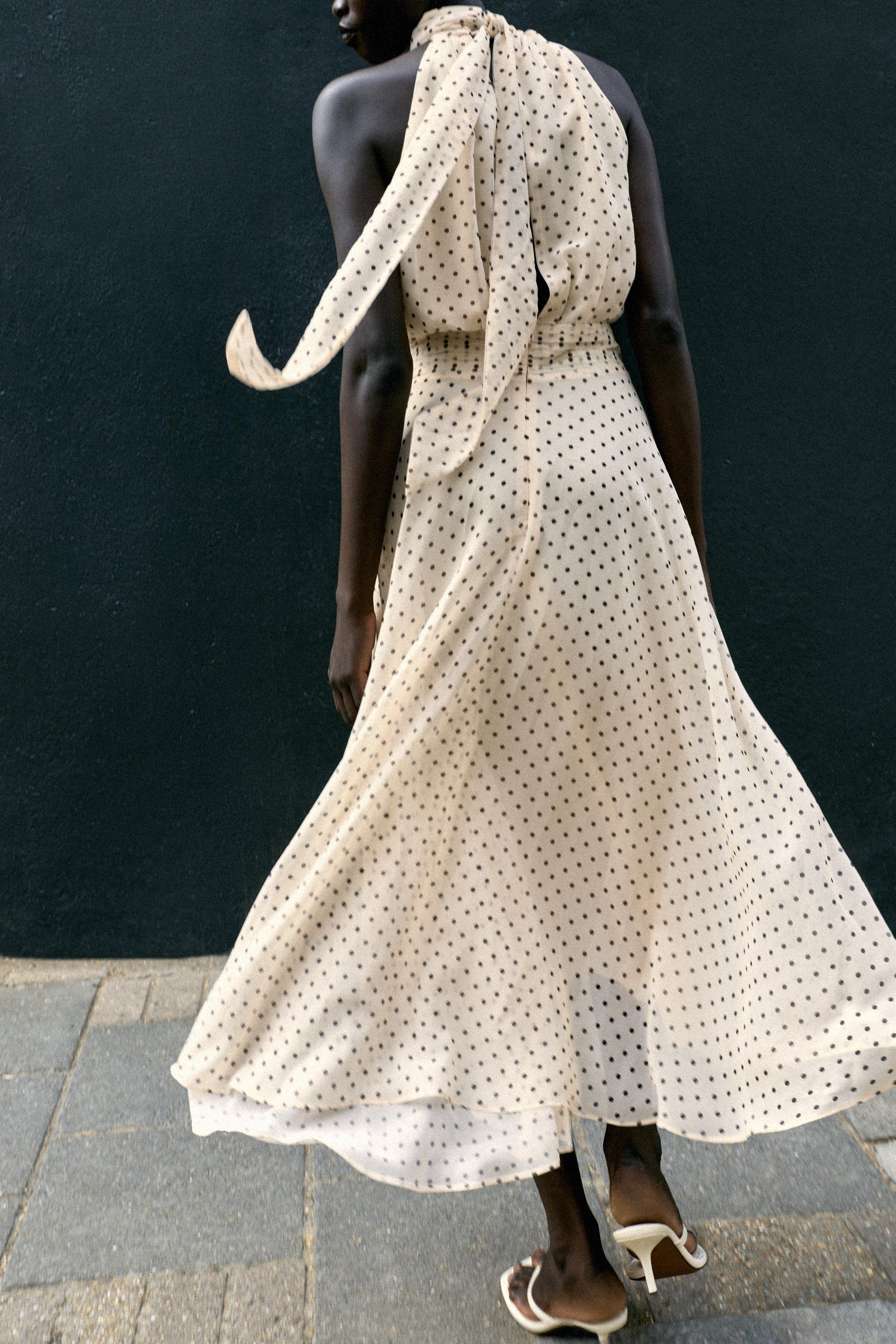 POLKA DOT HALTER MIDI DRESS